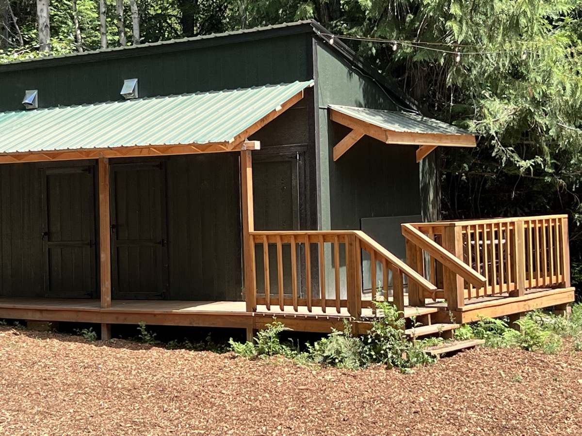 The bathhouse with covered deck